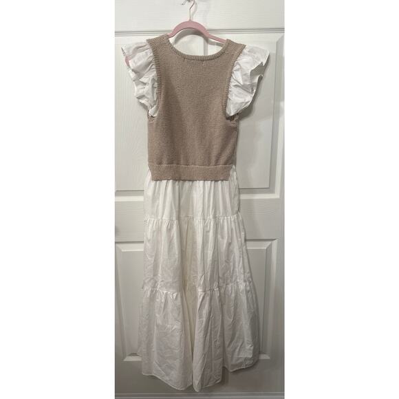 Anthropologie Sofie the Label Clover Mixed Knit Flutter Sleeve Midi Dress, S - Picture 9 of 10